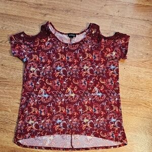 Joe Boxer Red Short Sleeve Tee Floral Design